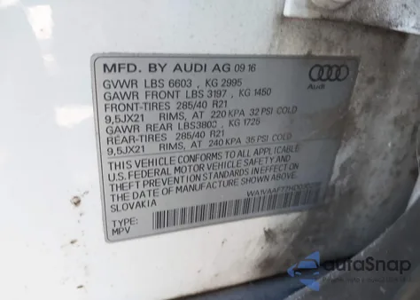 2017 Audi Q7 3.0T Premium из США, поврежденный, VIN WA1VAAF77HD030236